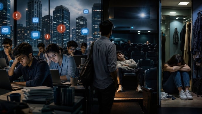 Gen Z employees are escaping to cinemas, fitting rooms as workplace burnout soars (AI generated image)