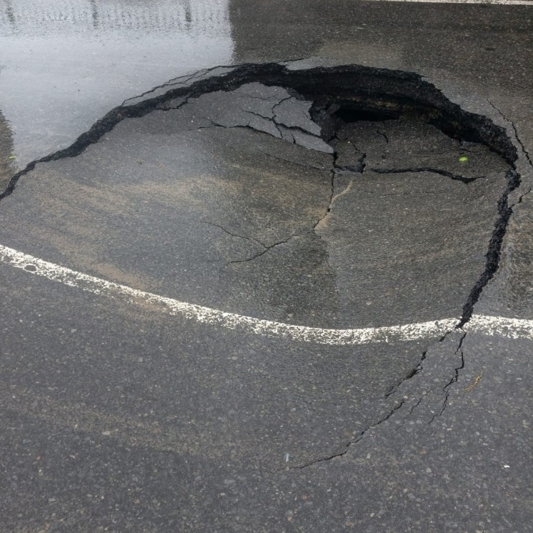 Watch: Road caves in on highway in Gurugram, triggers 10-km traffic jam