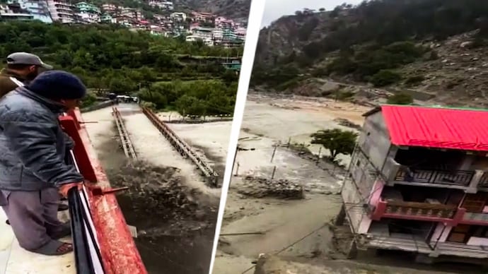 Heavy flood fury cuts off Himachal village as 100-foot-long bridge submerges