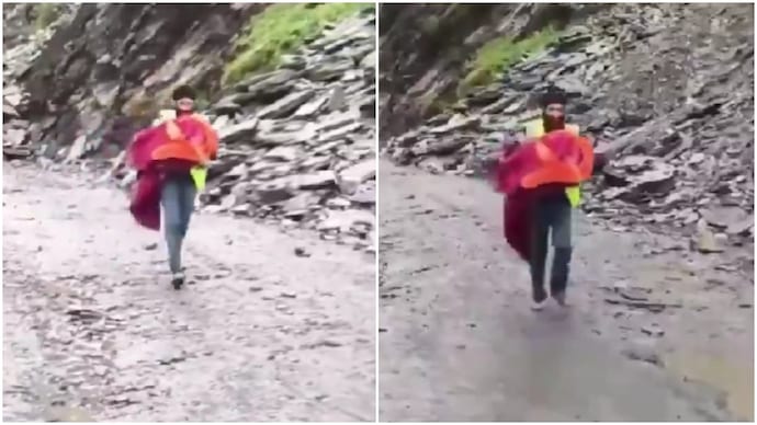Himachal man risks his own life to carry infant to ambulance during deadly landslide