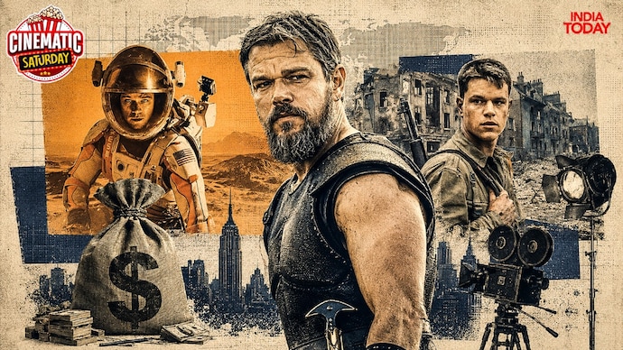 After decades of watching others search for him, actor Matt Damon steers his own storm-tossed ship toward home in The Odyssey. (Credit: India Today/Ayushi Srivastava) From Normandy to Mars to Ithaca: Hollywood’s $600 million hunt for Matt Damon