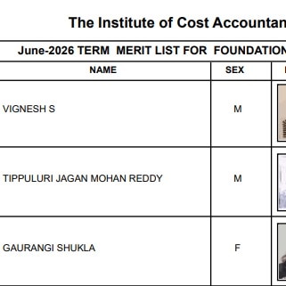 ICMAI CMA Foundation June 2026 result out, Chennai's Vignesh S secures rank 1