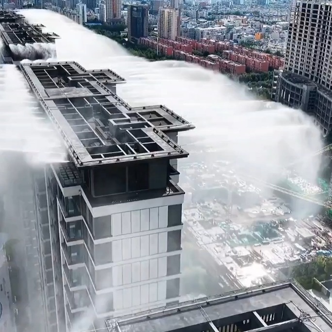 In China, rain falls from buildings to defeat rising heat. How does it work?