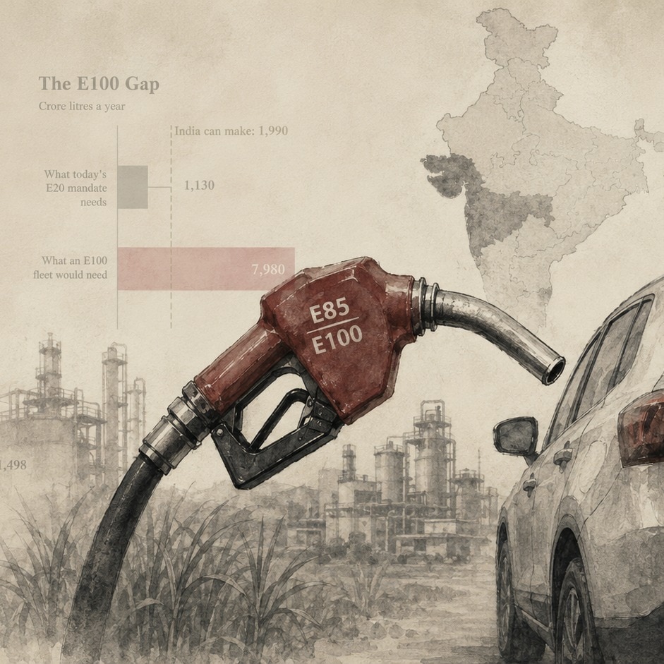India has the ethanol for E100. But only 9 cars can actually drink it