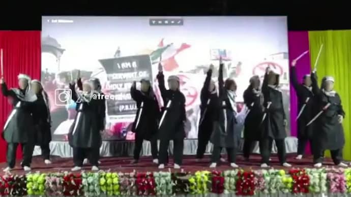 The video showed students performing to the song while holding imitation swords, prompting demands for action.