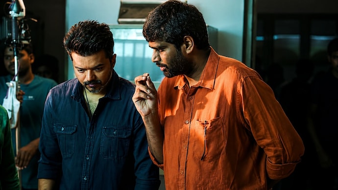 Vijay and H Vinoth on Jana Nayagan set.