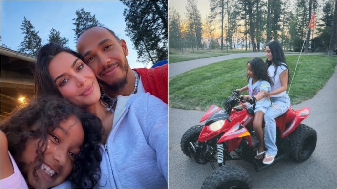 Kim Kardashian gives sneak peak into Lewis Hamilton bonding with her kids. (Credit: Instagram/@kimakardarshian) Kim Kardarshian