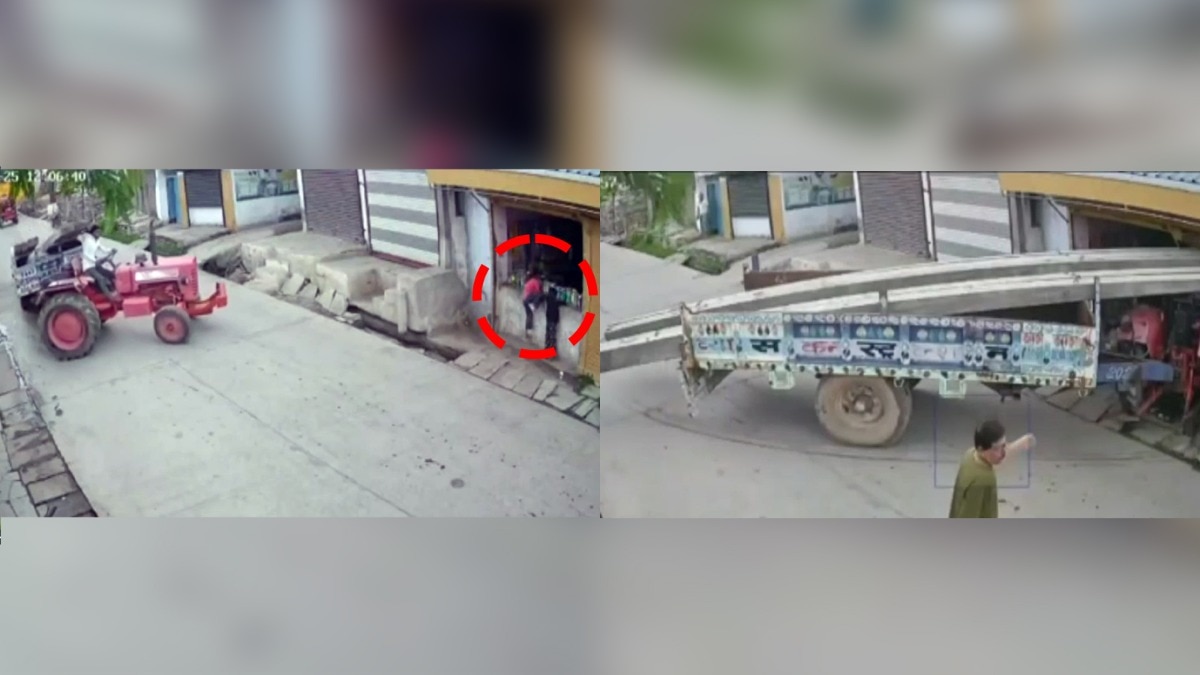 Video: Tractor goes out of control, crashes into Rajasthan shop; 2 girls wounded