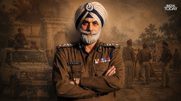 KPS Gill was lauded for his role in counter-insurgency operations in Punjab and Assam, earning him the reputation of a 'Supercop'. (Image: India Today Archive/AI design)