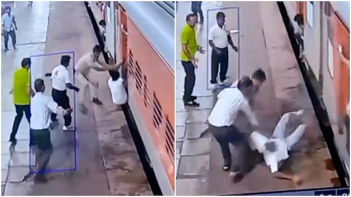 Man slips while getting off moving train in Jhansi RPF constable saves him