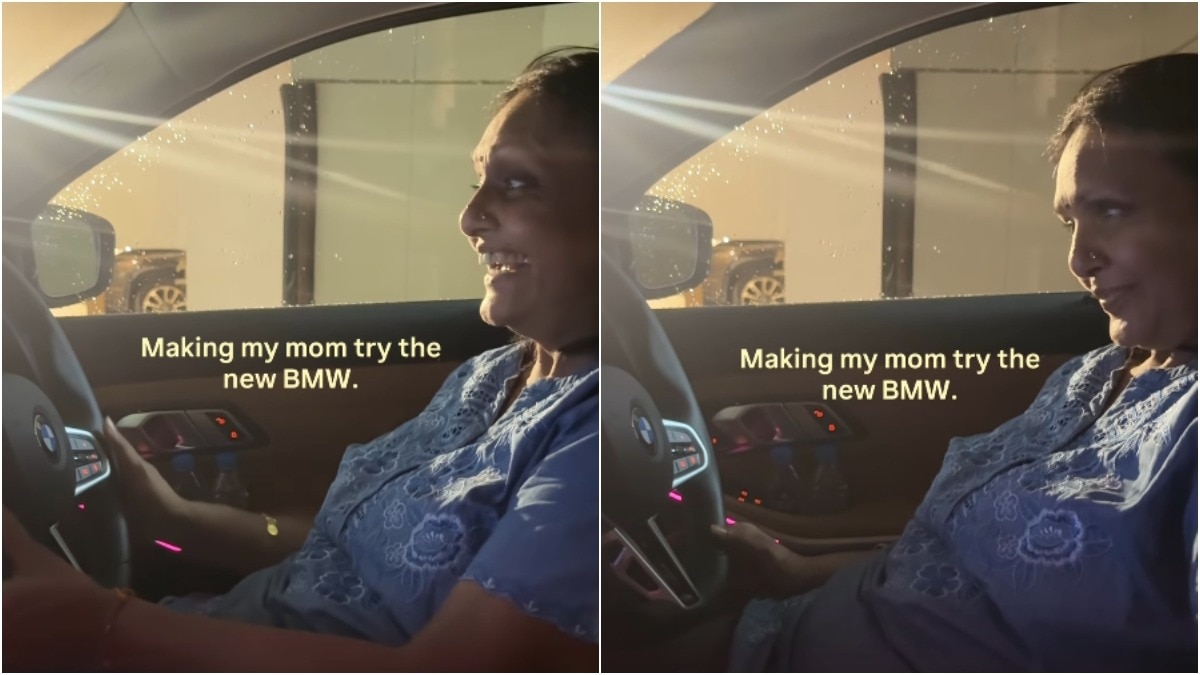 బెండీ కొత్త BMW లో అమ్మమ్మ యొక్క అమూల్య నవ్వు ఇంటర్నెట్‌లో హాట్