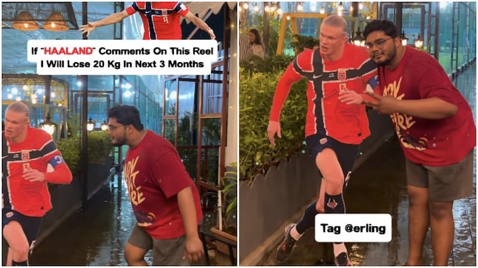 Mumbai man's 20 kg weight-loss challenge gets wholesome push from Erling Haaland (Photos: @sahilgptgo/Instagram) Mumbai man's 20 kg weight-loss challenge gets wholesome push from Erling Haaland