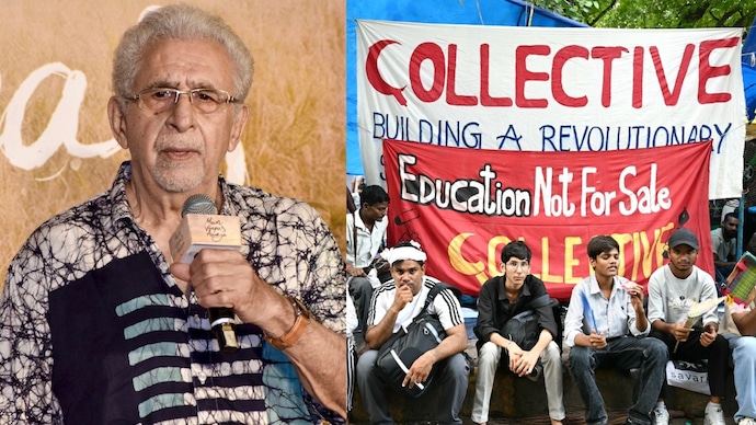 Naseeruddin Shah (L) compares celebs who are silent to dogs with a bone in their mouth (R) (Photo: PTI) Naseeruddin Shah says celebs silent on students' protest are like 'dogs with bone'