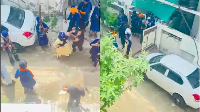 Nihang sikhs were involved in an altercation between two groups over a property in Patiala. (Screengrab)