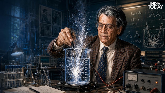 Physicist Yogendra Narain Srivastava, 84, claims ordinary water secretly stores energy that sharp electric pulses can unlock, a claim that, if verified, could open a new path to clean energy. (Photo: Gen AI/Radifah Kabir)