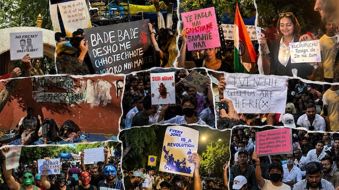 Placards seen at protest sites across India.