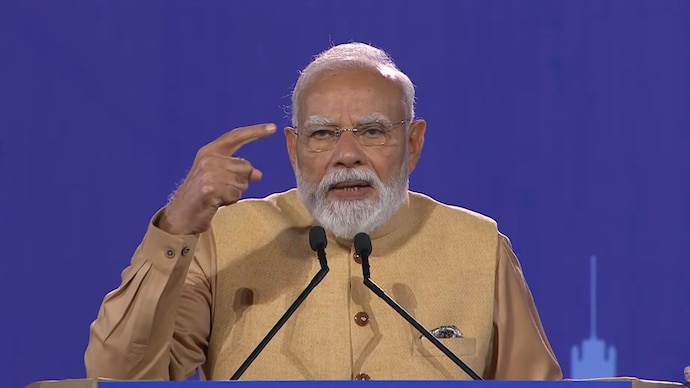 PM Modi addressing Indian community in Melbourne.