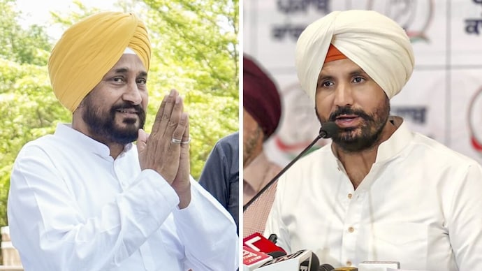 Punjab congress leaders Charanjeet Singh Channi and Amrinder Singh Raja Warring. (PTI)