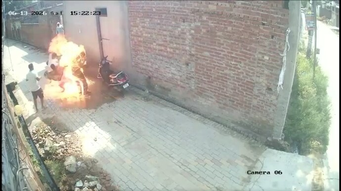 punjab tarn taran man set on fire family dispute caught on CCTV