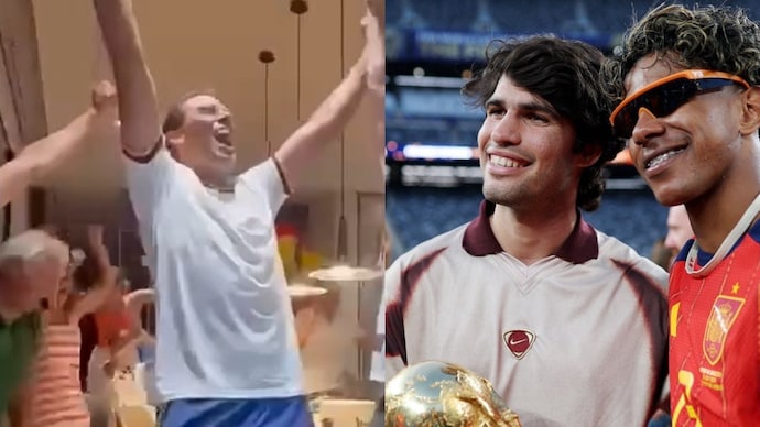 Rafael Nadal and Carlos Alcaraz celebrated Spain's FIFA World Cup win. Courtesy: Nadal Instagram Rafael Nadal, Carlos Alcaraz