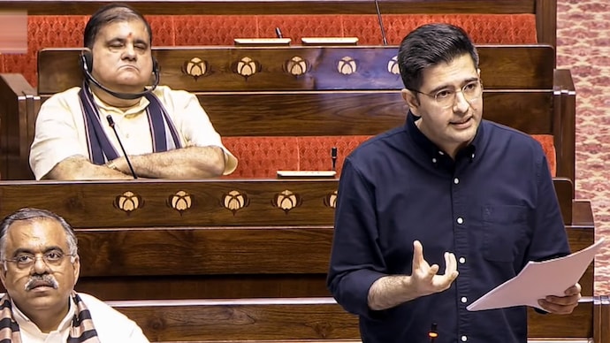 raghav chadha neet paper leak rajya sabha speech silence