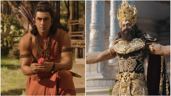 Ranbir Kapoor as Ram (L), Yash as Raavan (R) in Ramayana trailer.
