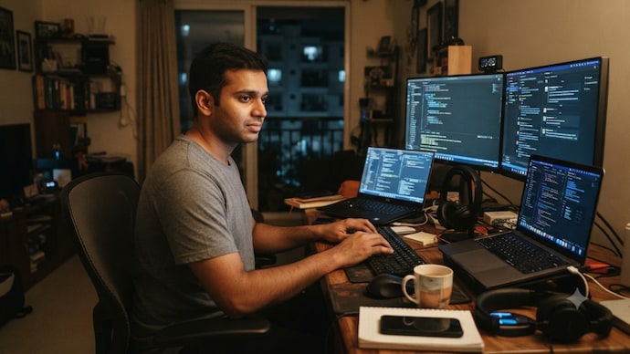 Rise of moonlighting: The Rs 7 lakh-a-month techie behind India's growing workplace trend (AI generated image)