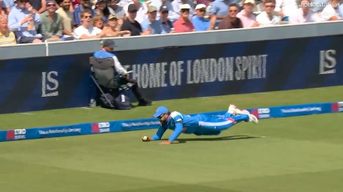 Rohit Sharma made a brilliant diving stop at Lord's. Courtesy: JioHotstar screengrab Rohit Sharma