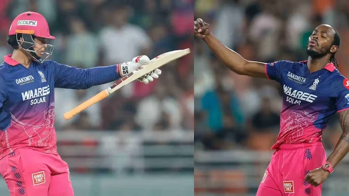 RR's Vaibhav Sooryavanshi (L) and Jofra Archer in this frame. (IPL)