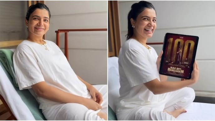 Pregnant Samantha shares sweet reaction to Maa Inti Bangaram's biggest milestone. Samantha celebrates Maa Inti Bangaram's Rs 100 crore