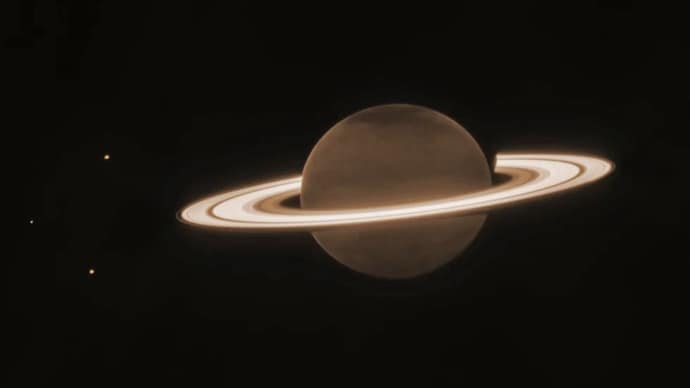 Saturn with its moons clicked by James Webb Space Telescope. (Photo: Nasa) Saturn's rings