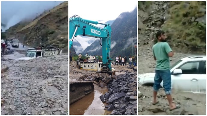 Several vehicles were buried under mud as rain triggers landslides across Himachal.