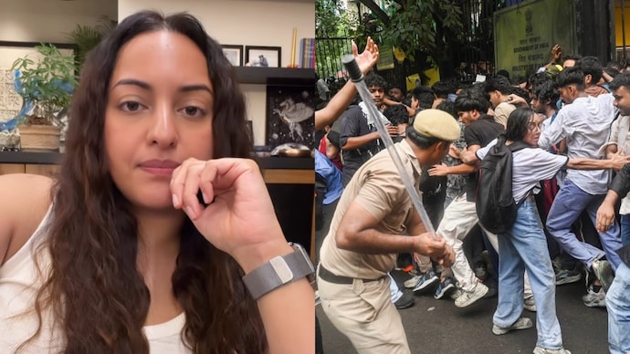 Sonakshi Sinha shared pictures of CJP protest. Photo: Instagram/aslisona Sonakshi Sinha, CJP