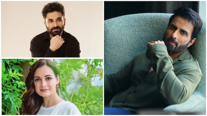Sonu Sood (Left), Vir Das (Top right) and Dia Mirza (Bottom right) urged people to back the youth-led protests in New Delhi. Sonu Sood, Vir Das and Dia Mirza rally behind youth-led CJP protest at Jantar Mantar