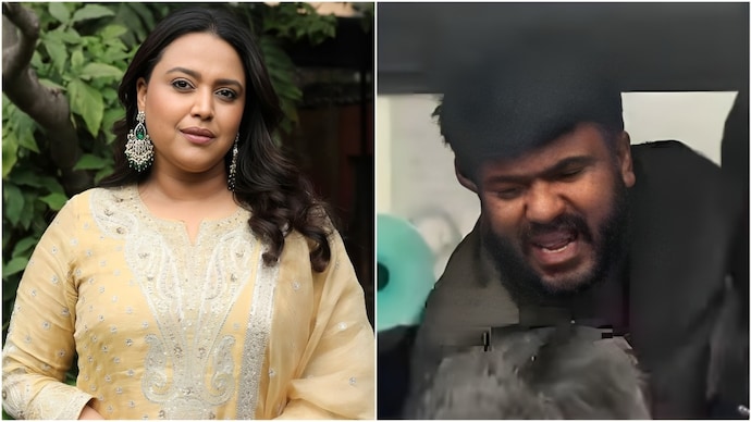 Swara Bhasker shares video of husband-activist Fahad Ahmad's detention at Mumbai protest. Swara Bhasker shares video of husband-activist Fahad Ahmad's detention at Mumbai protest.