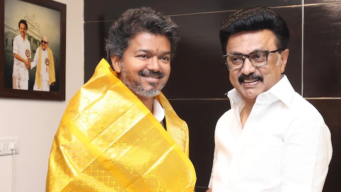 Tamil Nadu Chief Minister Vijay and DMK chief MK Stalin