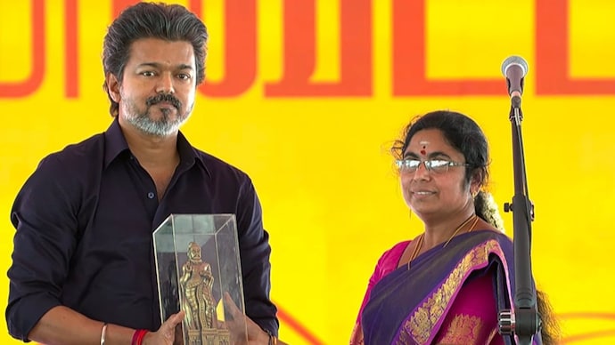 Tamil Nadu Chief Minister Vijay in Karur on Friday