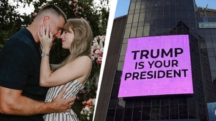 taylor swift travis kelce donald trump madison square garden message