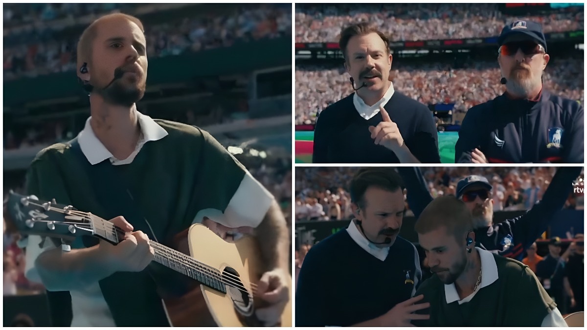 Ted Lasso, Coach Beard share FIFA World Cup halftime stage with Justin Bieber. Watch