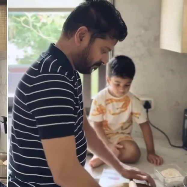 Telangana CM Revanth Reddy makes pooris for grandson. Watch their cute shenanigans