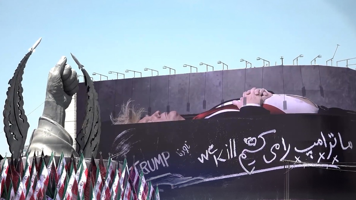 Giant billboard in Iran shows Trump in coffin and a chilling 'kill' message