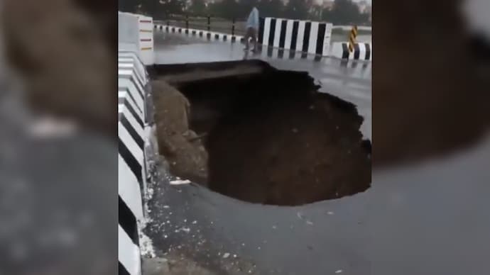 The damaged bridge in Dehradun was inaugurated days ago.
