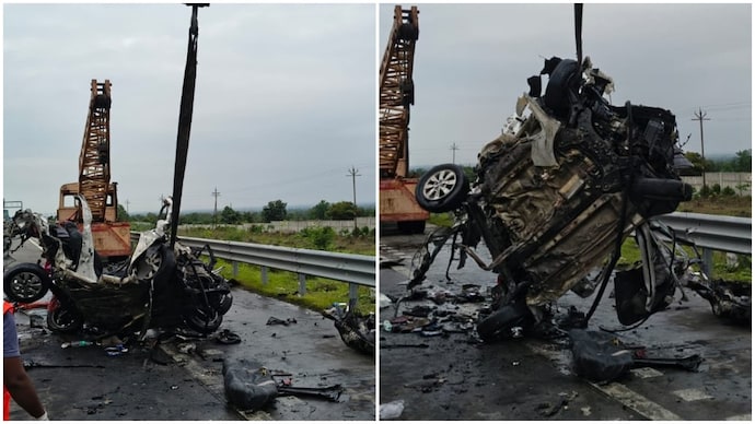 The impact of the accident set both vehicles on fire.
