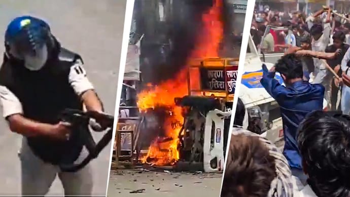 The unrests in Bihat was marked by the police firing AK-47, incidents of arson and damage to public property. (Images: Social Media)