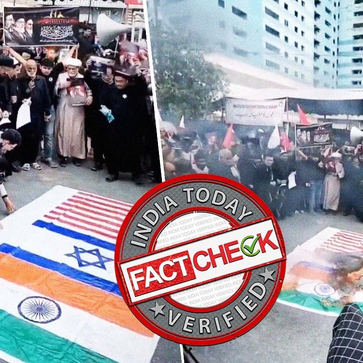 India-Israel-US flags burnt in Iran? This clip is from Pak