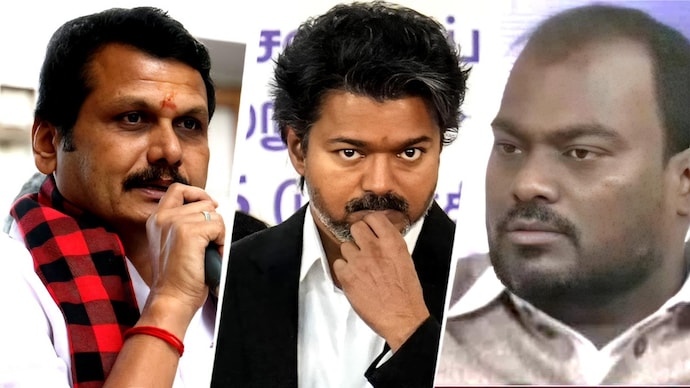 Thirunavukkarasu (right) and two associates arrested; allegations claim links between the accused and DMK leader Senthil Balaji (left).