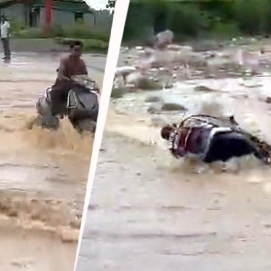 Scooter rider swept away while crossing flooded road in Uttarakhand, rescued