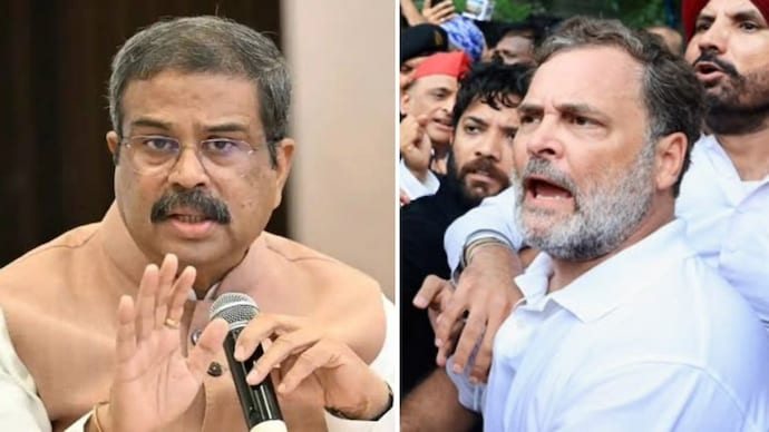 Union Education Minister Dharmendra Pradhan and Leader of Opposition Rahul Gandhi