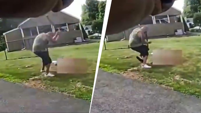 Officer Anthony Offiaeli was the first to reach the scene after multiple 911 callers reported an armed domestic violence incident. (Screengrab: X)