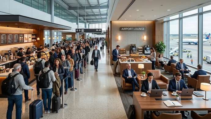 Travellers weighing an airport lounge against a café are increasingly looking at time, budget and comfort.